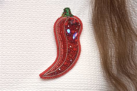 Chili Pepper Beaded Brooch Red Pepper Pin Hot Pepper Jewelry Etsy