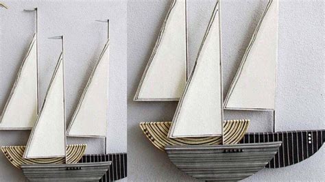Diy Craft Large Cardboad Boat Wall Art 🚣🚣 3d Wall Art 🚣 🚣 Youtube