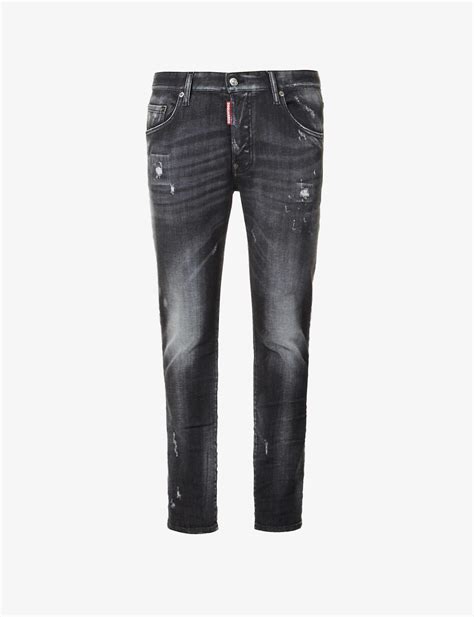 Dsquared² Super Twinky Slim Fit Stretch Denim Jeans In Black Gray For