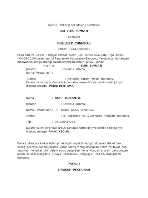 Kontrak Kerja Proyek - Cara Membuat Surat Perjanjian Kontrak Kerja