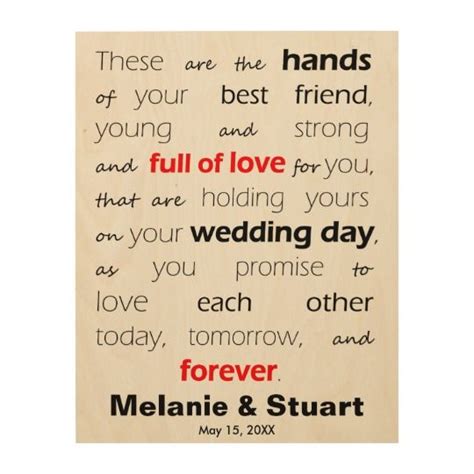 Blessing Of The Hands Personalize Marriage Quote Wood Wall Art Zazzle