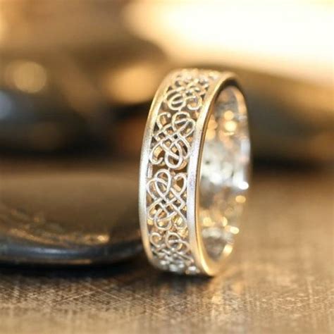 Discover a wide range of mens white gold wedding bands to buy online for the elegant groom. Celtic Wedding Ring 14k White Gold Unique Mens Wedding ...