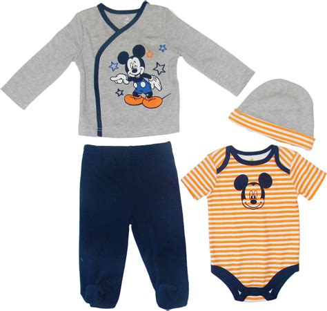 Disney Baby Mickey Mouse Newborn And Infant Boys 4 Piece Layette Set