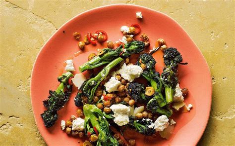 Garlicky Chickpeas With Roast Purple Sprouting Broccoli Chilli And