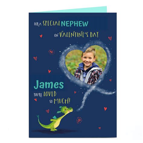 buy photo valentine s day card dragon blowing heart nephew for gbp 1 79 card factory uk