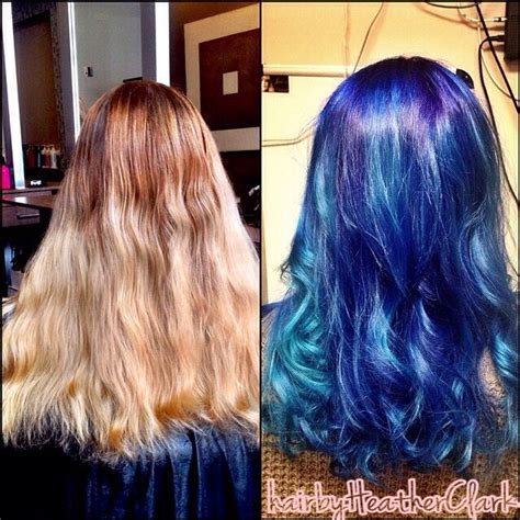 Before And After Pravana Vivids And Neon Blues Awesome Hair Blue Hair