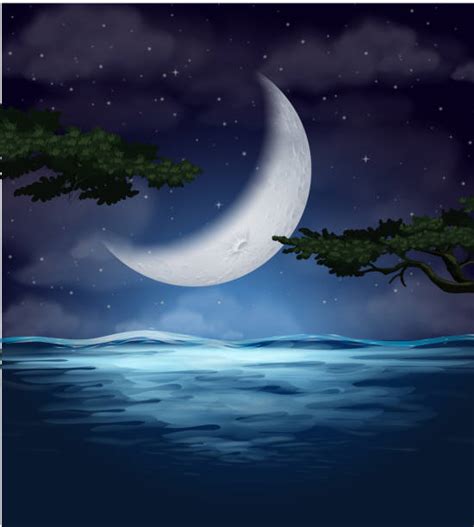 Moon Reflection On Water Clip Art Illustrations Royalty Free Vector