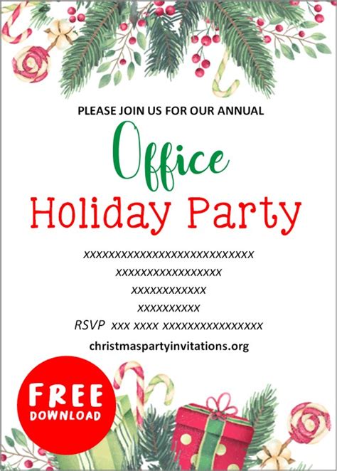 Office Christmas Party Invitations Templates