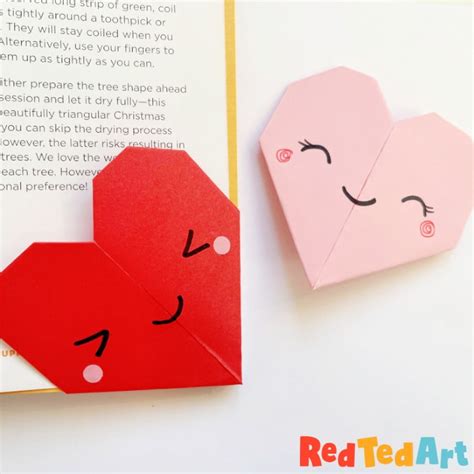 Easy Origami Heart Bookmarks Red Ted Art Fun Kids Crafts