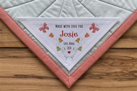 Large Triangle Quilt Label Sewing Labels Personalized Etsy