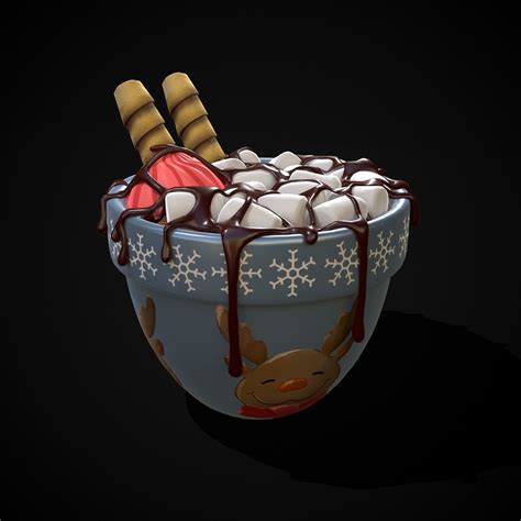 3d Model Reindeer Hot Chocolate Vr Ar Low Poly Cgtrader