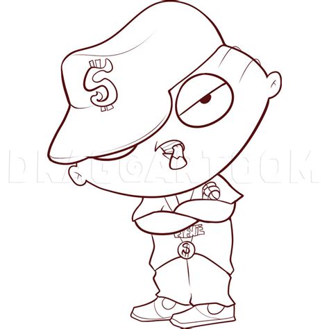 How To Draw Gangster Stewie Step By Step Drawing Guide By Dawn DragoArt