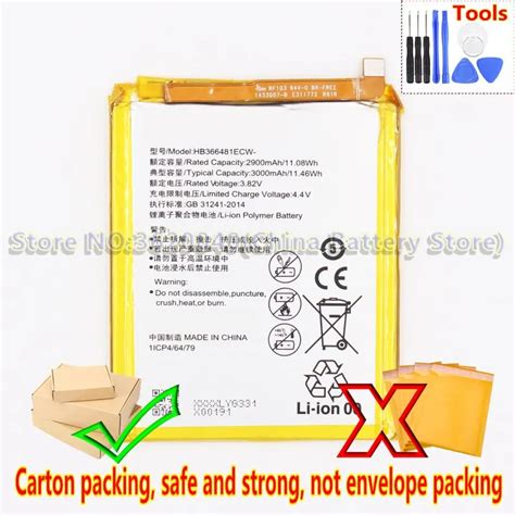 Gnd 3000mah1146wh Hb366481ecw Replacement Battery For Huawei Honor