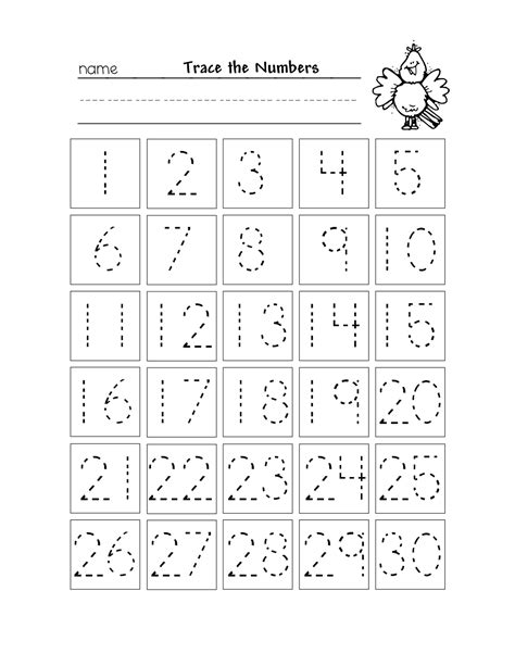 Trace Numbers 1-30 Worksheet