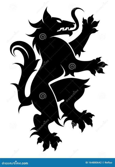 Heraldic Wolf Coat Of Arms Crest Tattoo Copysapce Background Cartoon