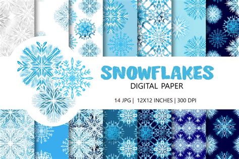 Snowflakes Digital Paper Set Winter Background 1652066