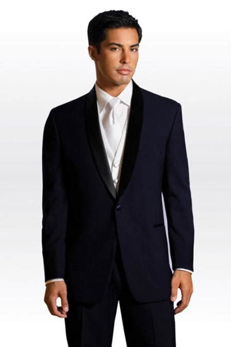 Formal Suit Black Lapeled Midnight Navy Blue Tuxedo With Matching Pants