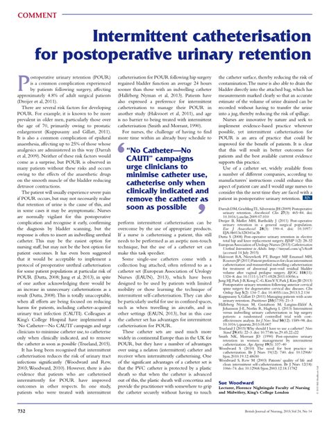 Pdf Intermittent Catheterisation For Postoperative Urinary Retention