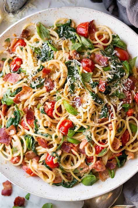 See original recipe at juliasalbum.stfi.re. Bacon Tomato and Spinach Spaghetti | Cooking Classy ...
