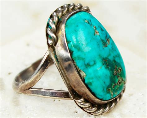 S Royston Turquoise Sterling Silver Southwestern Statement Ring