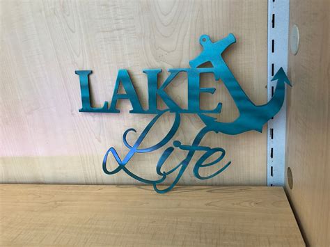 Lake Life Sign With Anchor Metal Wall Art Good Vibes Metal