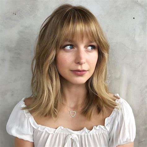 Melissa Benoist With Bangs Oval Face Hairstyles Oval Face Haircuts