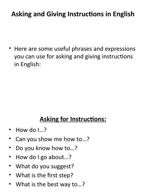 Asking And Giving Instructions In English Pdf