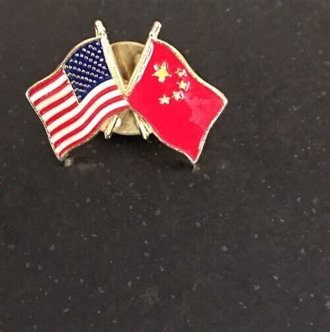Usa And China Crossed Friendship Flag Lapel Pin Back 1 Ebay