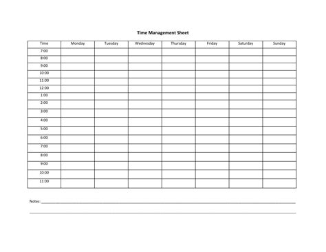 Time Management Sheet Template Download Printable Pdf Templateroller