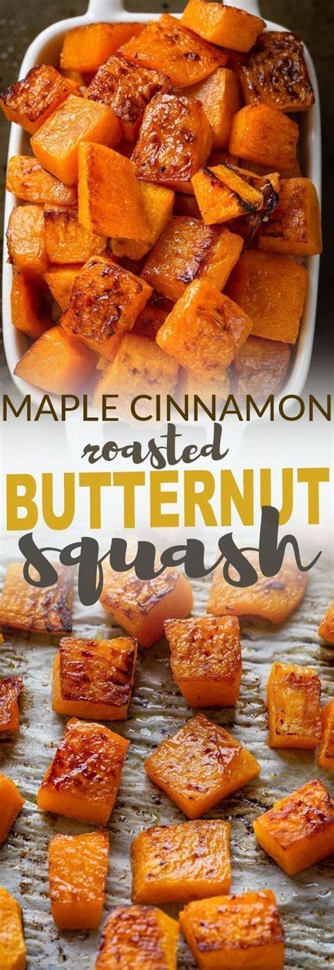 maple cinnamon roasted butternut squash makes an easy healthy