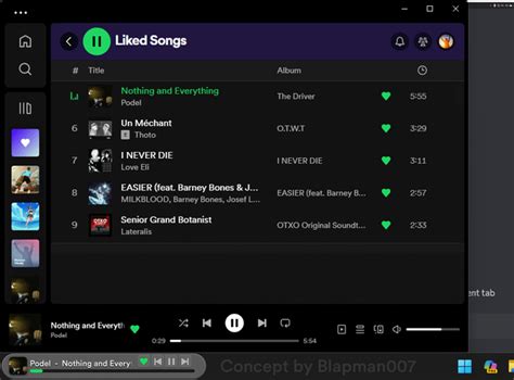 Taskbar Spotify Widget Concept Rwindows11