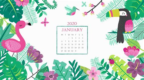 January 2020 Desktop Calendar Wallpaper