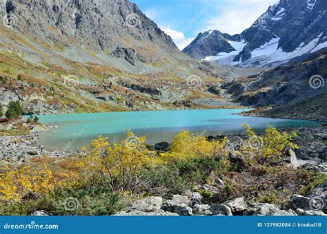 Russia The Altai Mountains Lake Kuyguk Kuiguk In Autumn Stock Photo