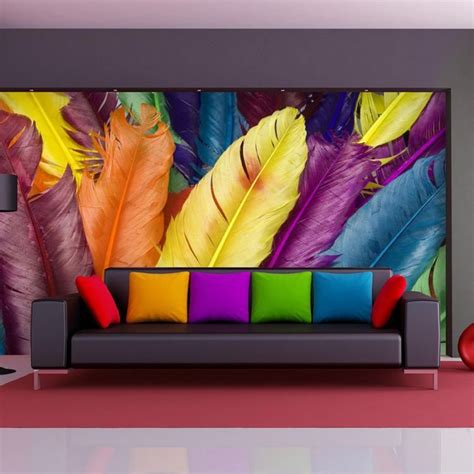 Colorful Feather Wall Mural 3d Photo Wallpaper Fashion Wallpaper Design