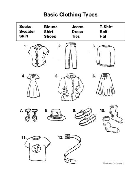 Basic Clothing Types Worksheet For 2nd 4th Grade Lesson Planet