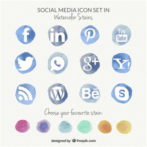 Watercolor Social Media Icons Free Icon Packs Ui Download