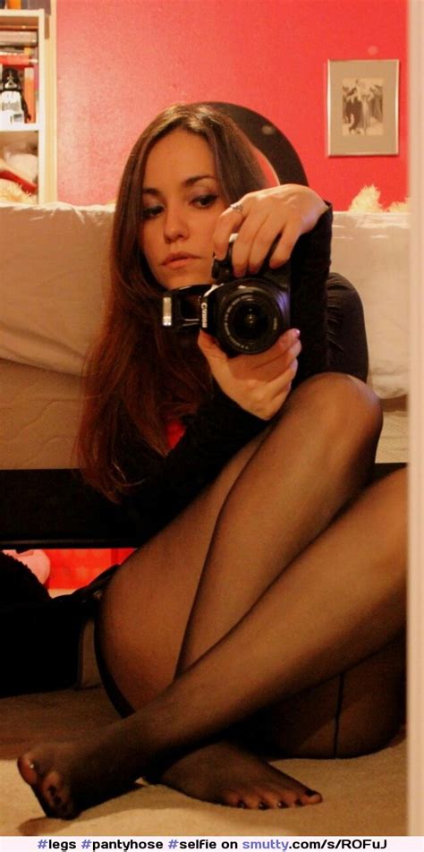 Pantyhose Selfie Erotic Sexy Brunette Selfshot