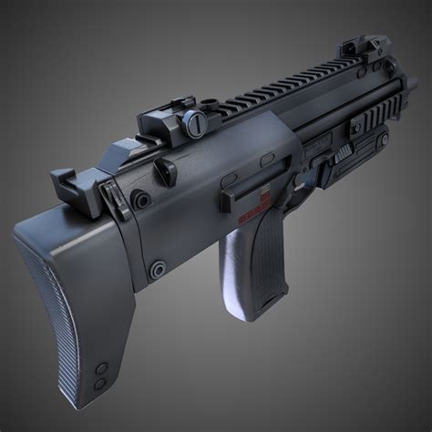 Mp7 Submachine Gun Hi Res 3d Model Max Obj Fbx Lwo Lw Lws Ma Mb