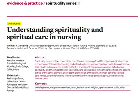 Pdf Understanding Spirituality And Spiritual Care In Nursing