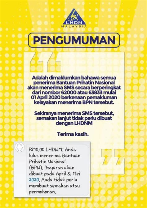 Weng honn 10 months ago. LHDN warns of SMS scam targeting Bantuan Prihatin Nasional ...