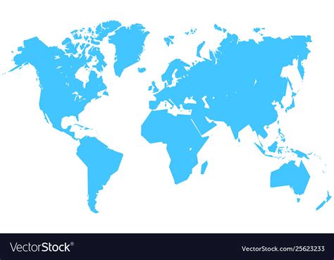 Simple Stylized World Map Silhouette In Modern Vector Image