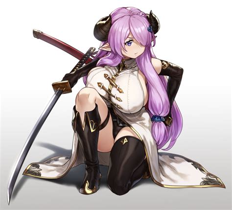 houtengeki narmaya granblue fantasy granblue fantasy light purple hair highres revision