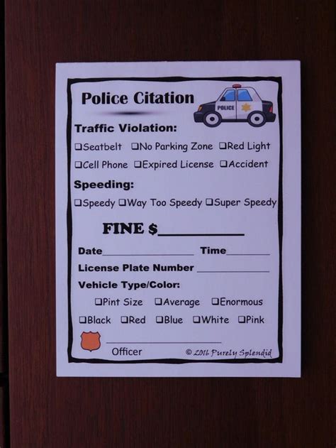 Fake Speeding Ticket Form Police Pretend Play Props Traffic Citation