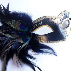 Venetian Peacock Feather Masquerade Costume Porm Wedding Party Mask Etsy