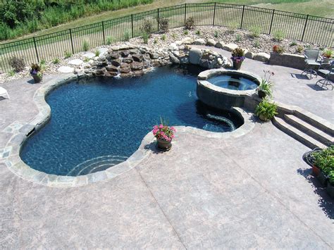 16x40 Freeform Gunite With A 7ft Spill Over Spa Beach Entry Swim Out