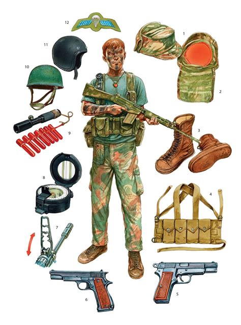 Illustration On A Rhodesian Paratrooper And His Weapons And Gear R