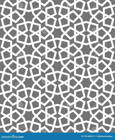 Islamic Seamless Vector Pattern White Geometric Ornaments Based On