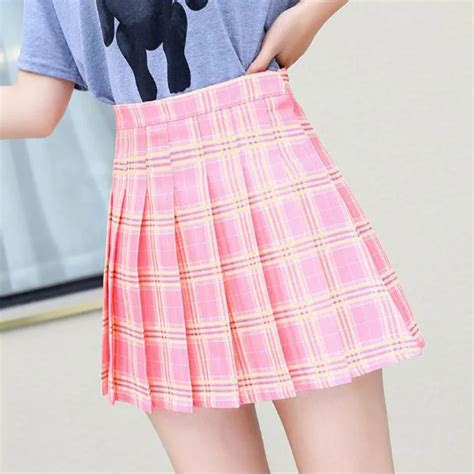 Micro Mini Skirts Pleated Women Kawaii Korean Plaid Skirt Japanese