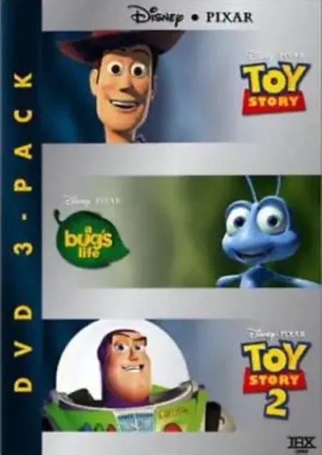 Disney Pixar Dvd 3 Pack Toy Story 1 And 2 A Bugs Life Box Set Plus Toy