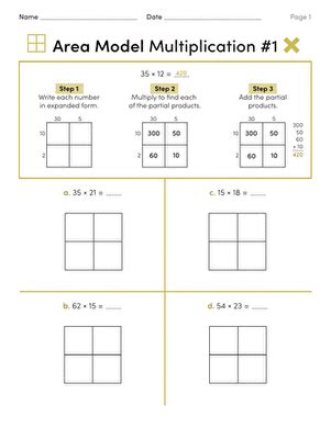 Dividing using an area model students are asked to interpret a. Area Model Multiplication | Worksheet | Education.com